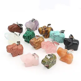 Encantos moda misturada pedra natural pingentes esculpidos elefante mini jóias fazendo atacado entrega gota componentes dhntz