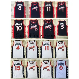 GH 1996 Team USA Charles Barkley Penny Hardaway Basketball Jersey Reggie Miller Hakeem Oluwon Scottie Pippen Grant Hill Mitch och Ness