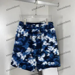Xinxinbuy homens mulheres designer shorts calça camuflagem carta impressão calças de praia impressão primavera verão marrom branco preto cinza M-3XL