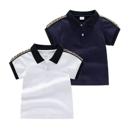 Śliczne letnia marka chłopców marka T-shirty Listy drukowane dzieci z krótkim rękawem bawełniane dzieci koszulę kołnierzy