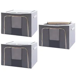 Opslagbakstof kastmanden kubus organizer grijze set van 3