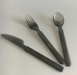 Högkvalitativ genomskinlig svart matkvalitet Plastisk Spoonextra tjock kniv och gaffarty Picknick Tabellämne ZA68728742930