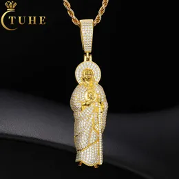 مصمم مجوهرات تمريرة اختبار الماس مويسانيت المثلج San Judas Tadeo Pendant 925 Sterling Silver Hip Hop Mens VVS Mossanite Jesus Necklace