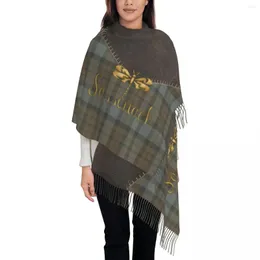 Scarves Leather And Tartan Sassenach Dragonfly Pattern Tassel Scarf Women Soft Shawl Wrap Ladies Winter