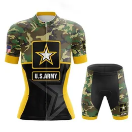 2022 US Army Women Cycling Jersey Set Bike Clothing Breattable Anti-UV Bicycle Wear Kort ärm cykelkläder217J