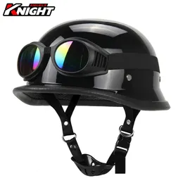 Radkappen Masken Motorradhelm Deutsches Leder Vintage Casco Moto Open Face Retro Half Biker Pilot DOT-Zertifizierung SXXL 231122