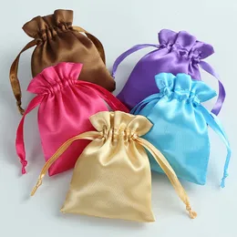 Pendanthalsband Silk Satin Package Storage DrawString Bag smycken Pouch Wedding Party Packing Custom Gift Puches PinkbluepurpleredSilver 231123