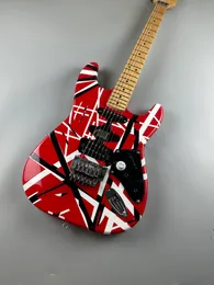 Gitarre E-Gitarre Relic Pizza Floyd Rose Vibrato Bridge, Red Frank 5150, weißes und schwarzes Licht