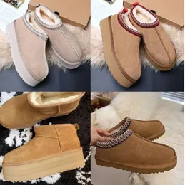 Tazz Tisters Chestnut 5ugglie-07 Australien Tasman Slipper Nya Mules Women Men Ultra Mini Platform Boot Slip-On Shoes Ugglie Suede Upper Fall Winter Fallow Rise Rise