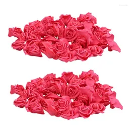 Decorative Flowers 100X Foam Roses Artificial Flower Wedding Bride Bouquet Party Decor DIY Red