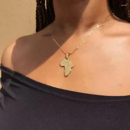 Kedjor Africa Map Pendant Necklace For Women Men Charm Collar Chain Hip-Hop Style African rostfritt stålsmycken