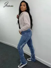 Jeans feminino joskaa impressão de cintura alta