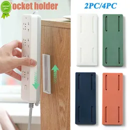 New 1/2/4pcs Self-adhesive Socket Holder Hook Punchfree Plug Sticker Holder Wall Fixer Holders Wall-mounted Cable Socket Holder