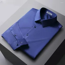 Camicie eleganti da uomo 2023 Primavera Autunno Colore solido Casual maschile Comodo morbido Business camicette da uomo Manica lunga I169