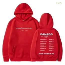 Hoodies dos homens moletons Ivan Cornejo Danado US Tour 2023 Hoodie Manga Longa Streetwear Mulheres Homens Moletom Com Capuz Hip Hop Roupas N1QT