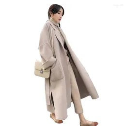 Women's Wool Cashmere Coat Mid-length Autumn-winter 2023 Woolen Suit Collar Thickend Large Pocket Temperament Noble Elegant