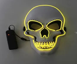 Halloween esqueleto festa máscara led brilho assustador elwire crânio máscaras para crianças ano novo night club masquerade cosplay traje rra80241672987