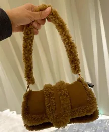 Осенне-зимние сумки, однотонные сумки на одно плечо, портативная маленькая квадратная сумка, дизайнерская шерстяная сумка, имитирующая шерсть ягненка
