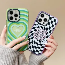 携帯電話のケースCasetifyチェッカーボードLove Green Phone Case for iPhone 14 13 12 11 Pro MaxバックカバーJ230421