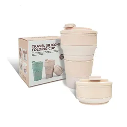 Muggar Sport Mug Folding Cup Coffee Foldbar Silicon BPA Gratis Collapsible Travel Food Grade Silicone Minimalist Color Box 231122