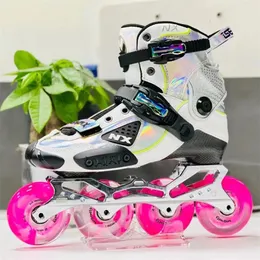 Pattini a rotelle in linea Tipo roccia Scarpe professionali in fibra di carbonio per pattinaggio su scivolo FSK Slalom 72 76 80 85A Ruota 219 231 243 Base in lega da 27 a 47 231122