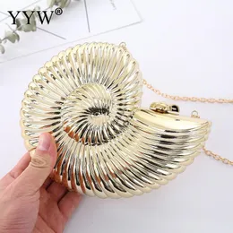 الأكياس المسائية Gold Sliver Fashion Asevenity Wometch Chain Sling Sling Shell Bags Party Wedding Crossbody Pags for Women Small Cute Preshes 230422