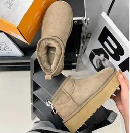Ultra mini plataforma boot designer mulher inverno tornozelo austrália botas de neve fundo grosso couro real quente botas fofas com sapatos de pele 2332ess
