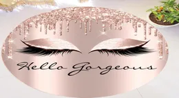 Tapetes femininos rosa ouro cílios maquiagem tapete redondo faísca gotejamento olho cílios área para sala de estar cadeira salão de beleza casa dec4387015