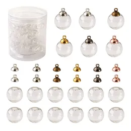 Noel Süslemeleri 60 PCSBOX Clear Cam Şişe Takılar Mini Globe Ball Boş Şişeler Kolye Takı için Kapak Kefalet Yapımı DIY Küpe Kolyesi 231123