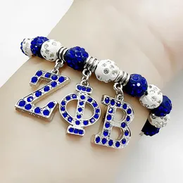 Charm armband handgjorda zeta phi beta bokstav hänge sorority samhälle medlem flickor rhinestone pärla pärlarmband armband