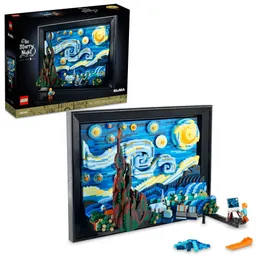 Ideas Vincent Van Gogh The Starry Night 21333 Blocos de construção - peça exclusiva de arte de parede 3D para decoração de casa ou exibição de mesa com minifigura de artista