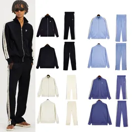 Tasarımcı Erkek ve Kadın Trailsuit Sold Renk Üst Pantolon 2 Parçalı Kollu Hoodie Fermuar Yan Şerit Sıradan Takip Ceket