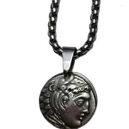 Collane con ciondolo Moneta antica d'epoca Gioielli uomo / donna placcati in argento P0017
