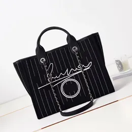 10A брендовая дизайнерская сумка-тоут, повседневная модная сумка в полоску, большая вместительная парусиновая сумка на одно плечо, портативная пляжная сумка