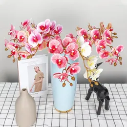 Dekorativa blommor 10st/bunt 3D-tryckning Butterfly Orchids Latex Real Touch 8-Heads Artificial Flower for Home Wedding Decoration Flores