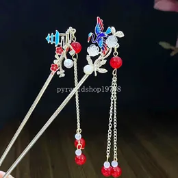 New Clouds Tassel Hairpin Crane Metal Ethnic Style Hair Stick Women Crystal Hanfu Chinese Style Hair Clip Jewelry Gift