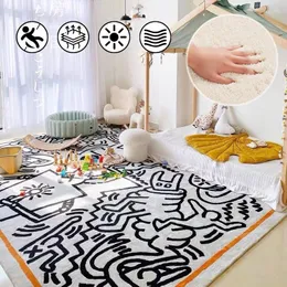 Tappeti Moda Moderna Decorativa Graffiti Peluche Tappeti Floreale Semplice Antiscivolo Lana Calda per Soggiorno Camera da Letto Tappetino per Grandi Aree