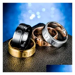 Bandringe Edelstahl Love You Dad Ring Schwarzgold Bandringe Herren Modeschmuck Vatertagsgeschenk Will und Drop Delivery Jewelr Dhxme