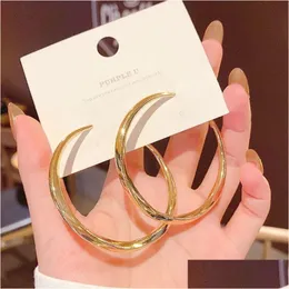 후프 Huggie Gold Sier Color Big Earrings 두꺼운 트위스트 원 피어싱 여성 성명 보석 선물 드롭 배달 Dhuvg