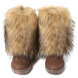 سيدة Votoda Women Fur Boots Faux Fur Snow Boots Warm Plush Plush plush pluffy Winter Boots