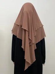 Etniska kläder Ramadan Eid Hijab för kvinnor Long Khimar 2 lager ärmlösa toppar Abaya muslimska huvudduk Islamisk chiffong hijabs musulmans