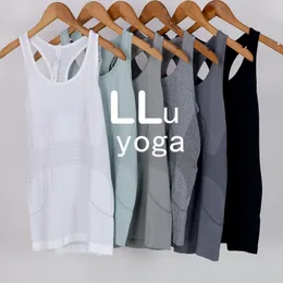 LLu Rib Yoga Tank Top Women's Breathable Lightweight Nude Feel Sleeveless Shirts Leisure Sports Running Fitness Training Top Hiking Mountaineering Quick-Dry Vest