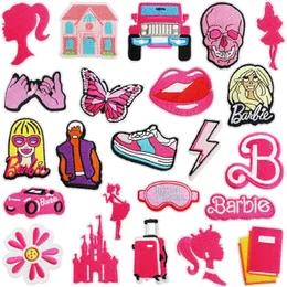 衣料品ジャケットのパッチにある23個の女の子の鉄のサイズのサイズdiy sew pink pink城刺繍アップリケ装飾修理パッチ