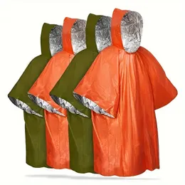 4PCS awary deszczowy Poncho Zachowuje 90% ciała odpornego na wielokrotne zabezpieczenie przeciwdeszczowe dla wszystkich osób wędrówek, dostawy awaryjne (zielone + pomarańczowe)