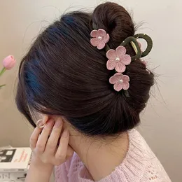 フラワーサメのクリップ女性甘いバックヘアピンクローファッションレディースヘッドドレスヘアカニクリップヘアアクセサリー