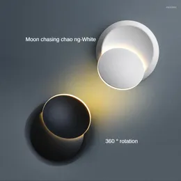 ウォールランプモダンシンプル360°ロータリークリエイティブホームデコレーションリビングルームテレビライトベッドルーム照明鉛満月