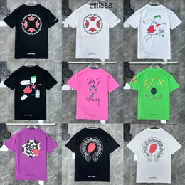Мужские футболки Роскошные модные футболки на продажу Ch Марка Chromes Футболки Дизайнерские женские футболки на санскрите для пар Толстовка Подкова Цветочное сердце