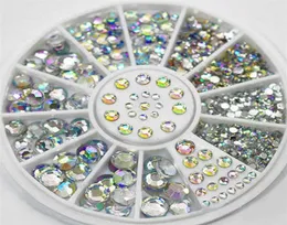 Punte per ruote per nail art fai-da-te Crystal Glitter Strass Decorazione per unghie 3D Bianco AB Colore acrilico Punta diamantata4284023
