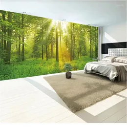 壁紙の森のフルシーン3D PO壁紙天然緑色の拡張スペース壁壁画居間寝室パペルドレペ紙