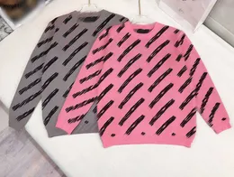 Maglione da bambino di marca Lettera obliqua stampa logo felpa con cappuccio da ragazza Taglia 100-160 autunno bambini abiti firmati bambino Pullover lavorato a maglia Nov25